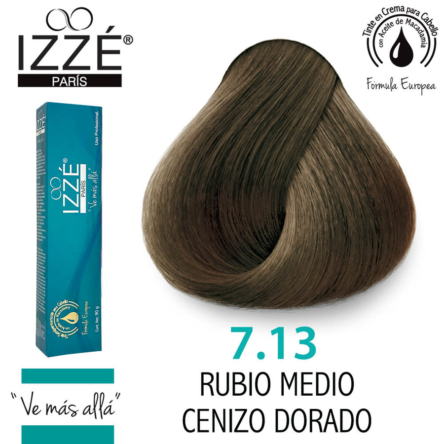 IZZÉ TINTE GZ7.13 RUBIO MEDIO CENIZO DORADO 90GR