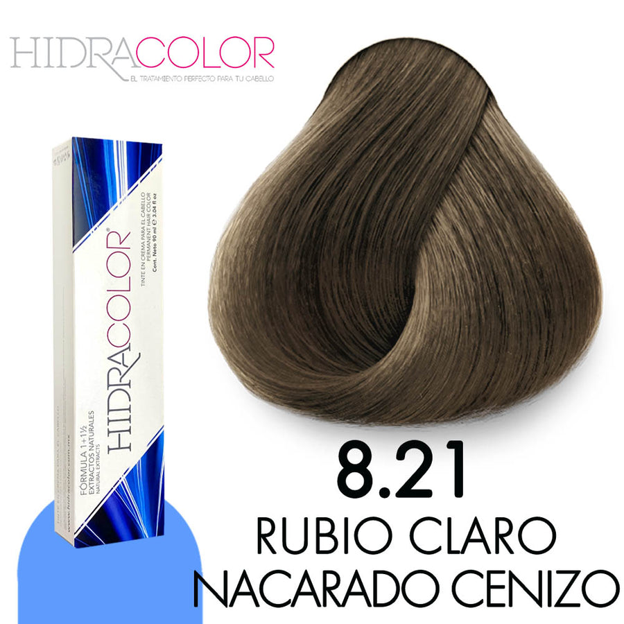 HIDRACOLOR TINTE H8.21 RUBIO CLARO NACARADO CENIZO 90 ML