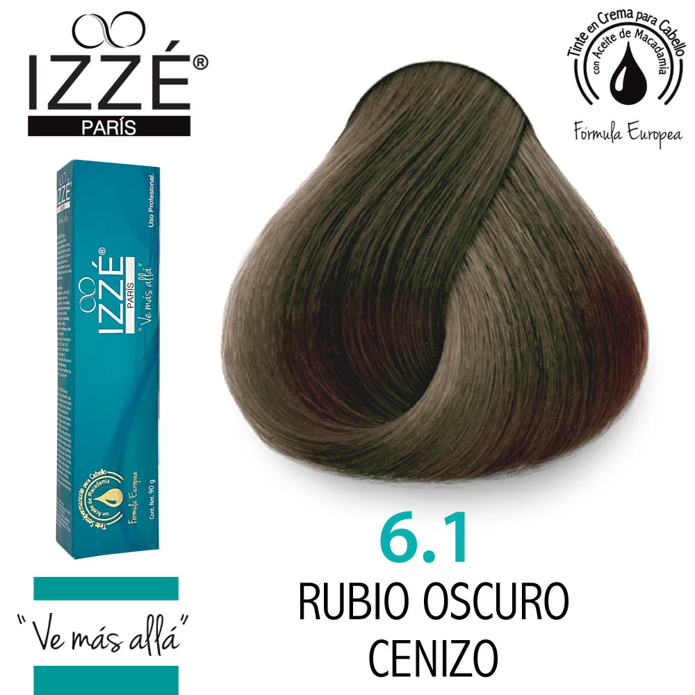 IZZÉ TINTE GZ6.1 RUBIO OSCURO CENIZO 90GR