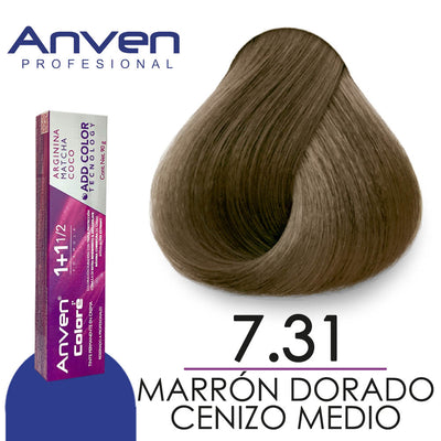 ANVEN TINTE A7.31 MARRON DORADO CENIZO MEDIO 90GR