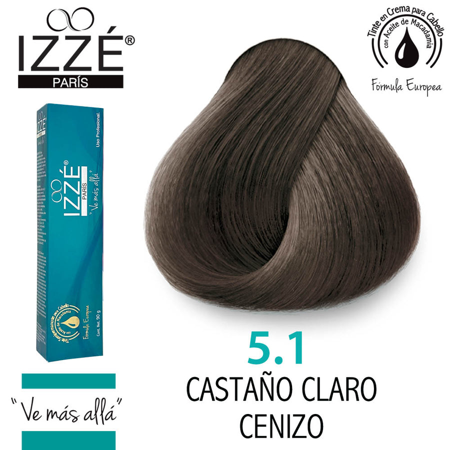 IZZÉ TINTE GZ5.1 CASTAÑO CLARO CENIZO 90GR