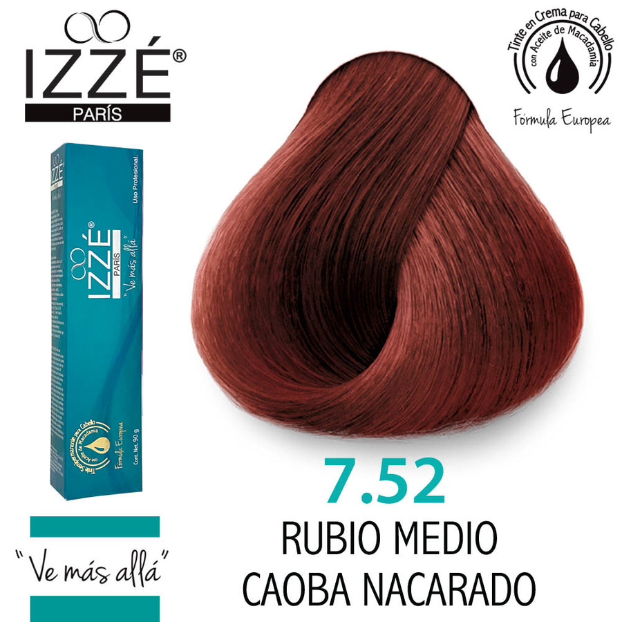 IZZÉ TINTE GZ7.52 RUBIO MEDIO CAOBA NACARADO 90GR