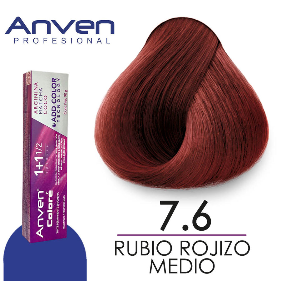 ANVEN TINTE A7.6 RUBIO ROJIZO MEDIO 90GR