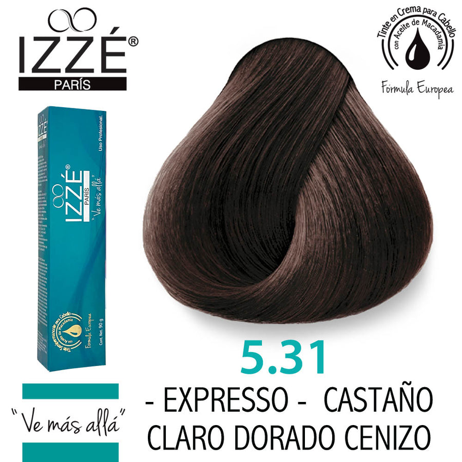 IZZÉ TINTE GZ5.31 CASTAÑO CLARO DORADO CENIZO 90GR