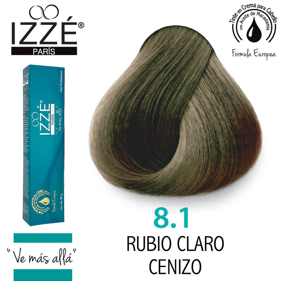 IZZÉ TINTE GZ8.1 RUBIO CLARO CENIZO 90GR