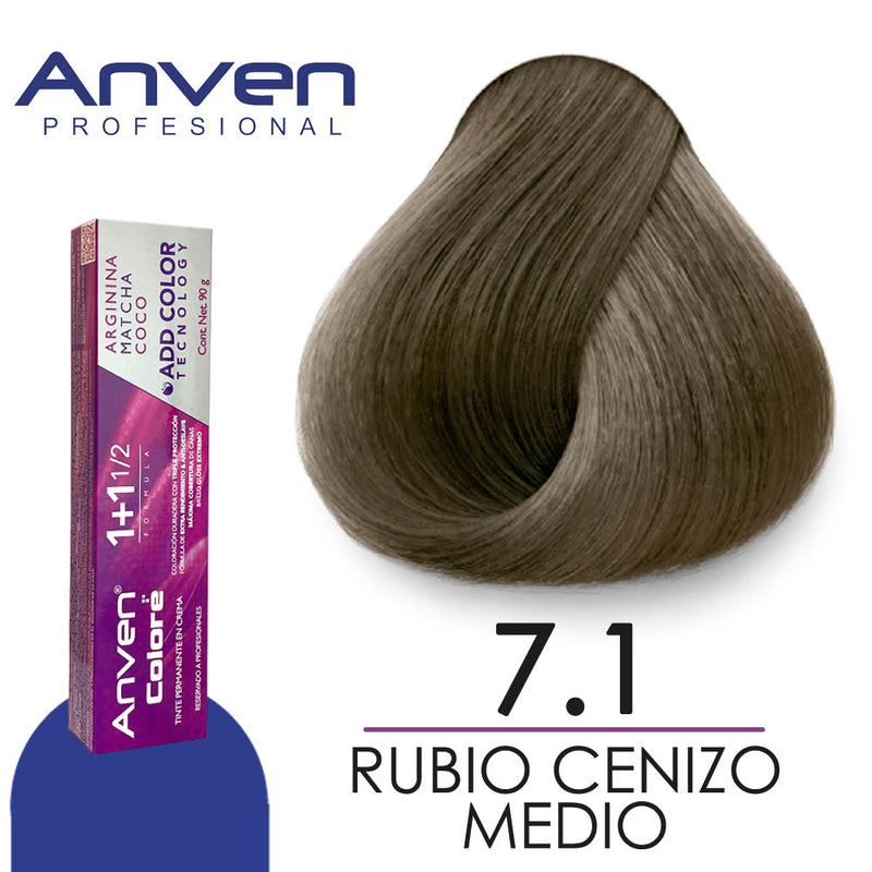 ANVEN TINTE A7.1 RUBIO CENIZO MEDIO 90GR