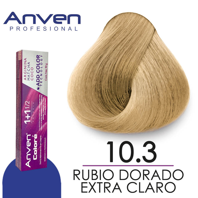 ANVEN TINTE A10.3 RUBIO DORADO EXTRA CLARO 90GR