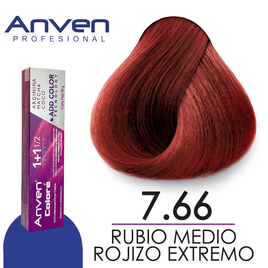 ANVEN TINTE A7.66 RUBIO MEDIO ROJIZO EXTREMO 90GR