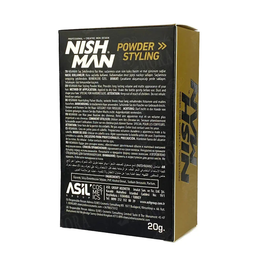 NISH MAN POLVO VOLUMINIZADOR ULTRA HOLD 20 GR Perfumería la Mora