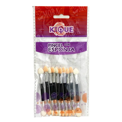 PINCEL PARA SOMBRA DOBLE ESPONJA KIQUE 10 PZS MOD OM-0008 Perfumería la Mora