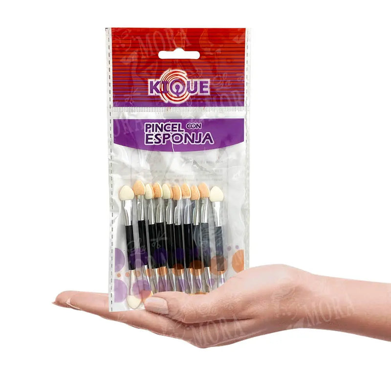 PINCEL PARA SOMBRA DOBLE ESPONJA KIQUE 10 PZS MOD OM-0008 Perfumería la Mora