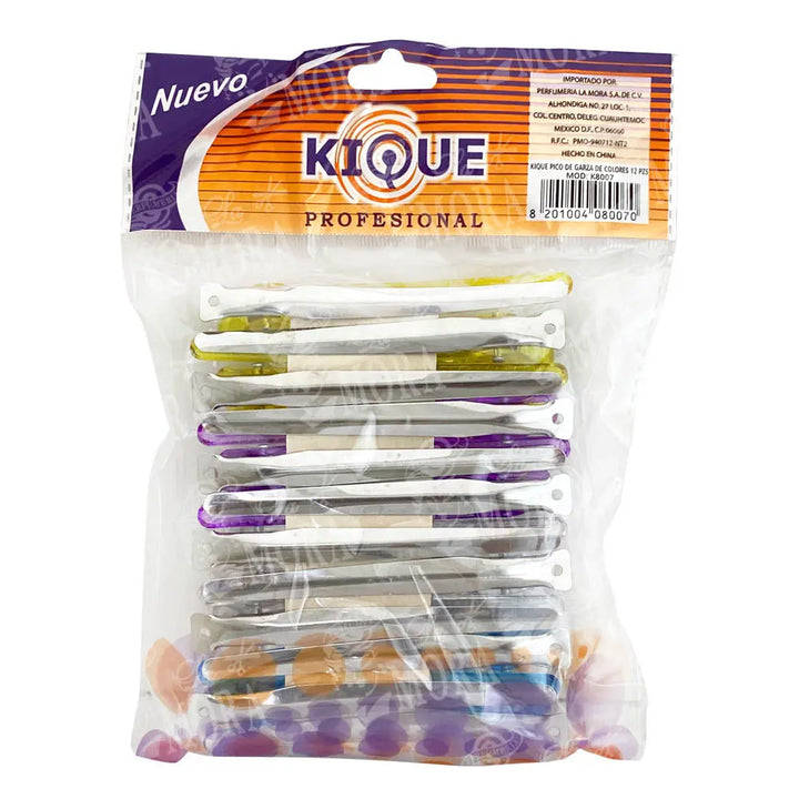 PINZAS PICO DE GARZA DE COLORES KIQUE 12PZAS KQ-0022 Perfumería la Mora
