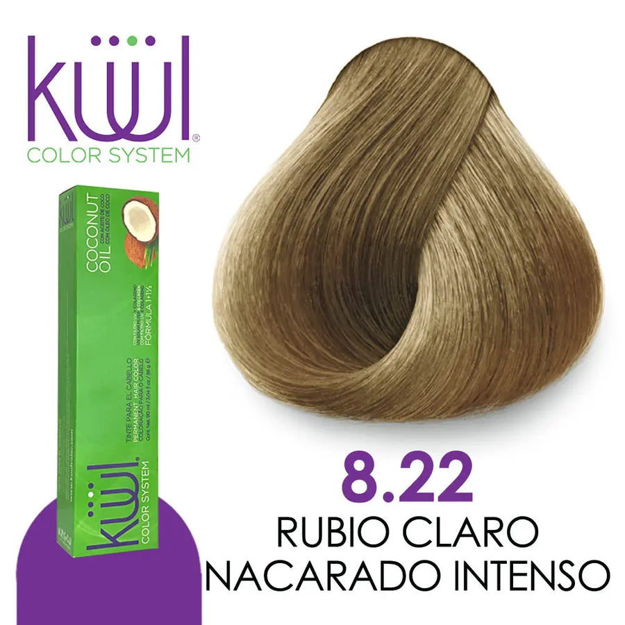 TINTE KUUL PROFESIONAL K8.22 RUBIO CLARO NACARADO INTENSO 90 ML + PEROXIDO DE 135ML GRATIS Perfumería la Mora