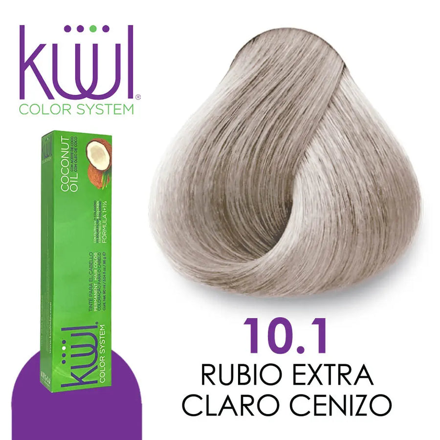 TINTE KUUL PROFESIONAL TONO K10.1 RUBIO EXTRA CLARO CENIZO 90 ML + PEROXIDO DE 135ML GRATIS Perfumería la Mora