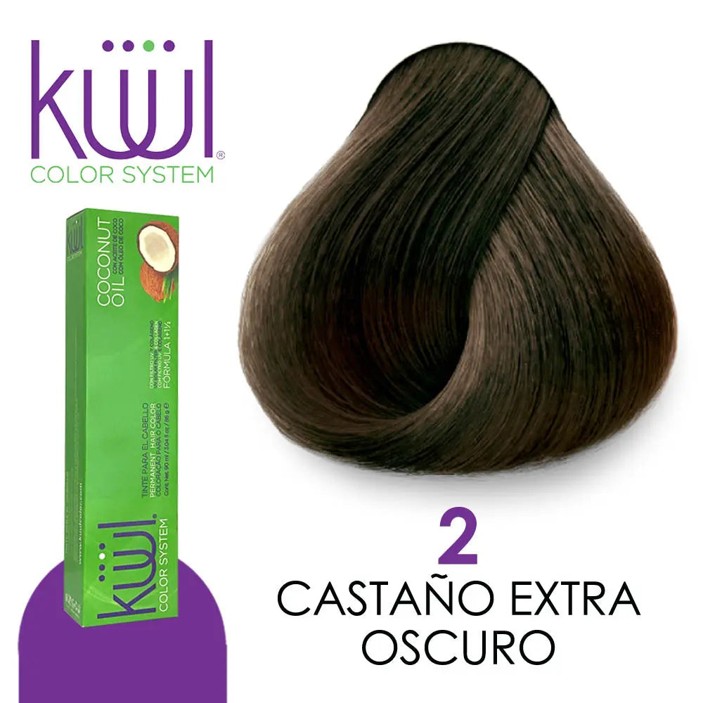 TINTE KUUL PROFESIONAL TONO K2 CASTAÑO EXTRA OSCURO 90 ML + PEROXIDO DE 135ML GRATIS Perfumería la Mora