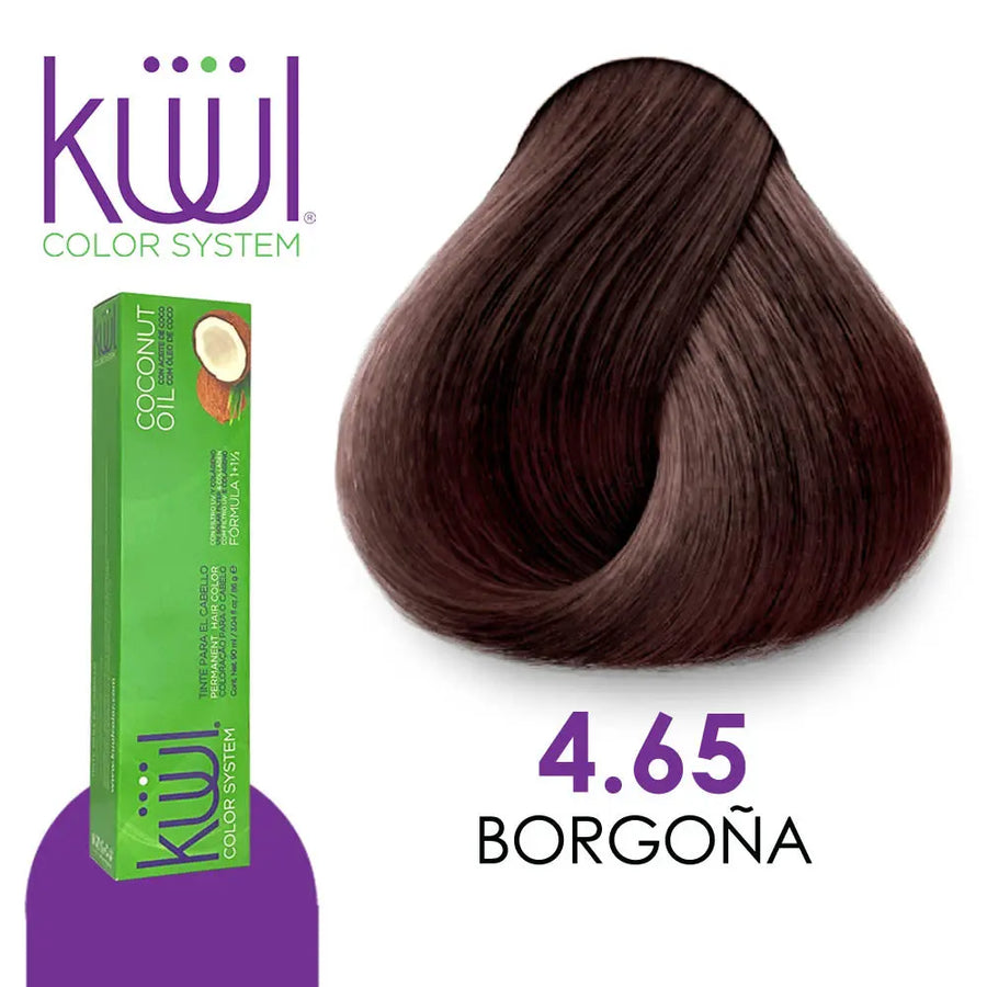 TINTE KUUL PROFESIONAL TONO K4.65 BORGOÑA 90 ML + PEROXIDO DE 135ML GRATIS Perfumería la Mora