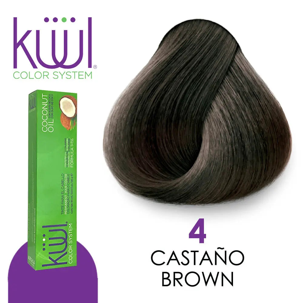 TINTE KUUL PROFESIONAL TONO K4 CASTAÑO BROWN 90 ML + PEROXIDO DE 135ML GRATIS Perfumería la Mora