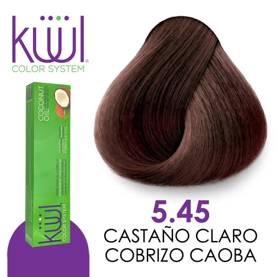 TINTE KUUL PROFESIONAL TONO K5.45 CASTAÑO CLARO COBRIZO CAOBA + PEROXIDO DE 135ML GRATIS Perfumería la Mora