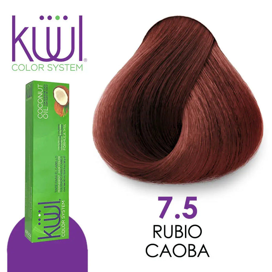 TINTE KUUL PROFESIONAL TONO K7.5 RUBIO CAOBA 90 ML + PEROXIDO DE 135ML GRATIS Perfumería la Mora