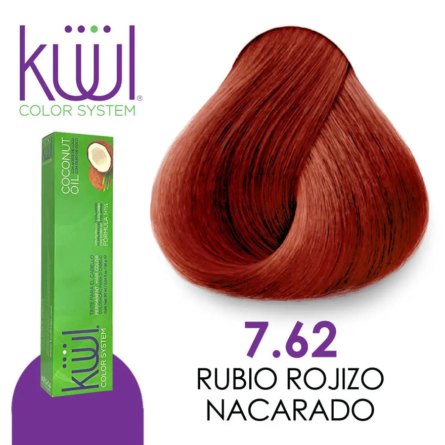 TINTE KUUL PROFESIONAL TONO K7.62 RUBIO ROJIZO NACARADO 90 ML + PEROXIDO DE 135ML GRATIS Perfumería la Mora