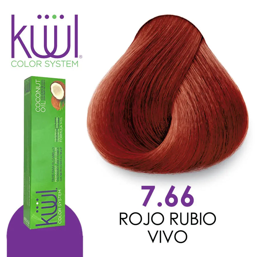 TINTE KUUL PROFESIONAL TONO K7.66 ROJO RUBIO VIVO + PEROXIDO DE 135ML GRATIS Perfumería la Mora