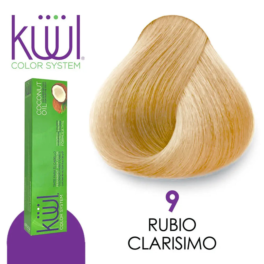 TINTE KUUL PROFESIONAL TONO K9 RUBIO CLARISIMO 90 ML + PEROXIDO DE 135ML GRATIS Perfumería la Mora
