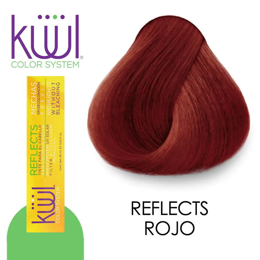 TINTE KUUL PROFESIONAL TONO REFLECTS ROJO 90 ML + PEROXIDO DE 135 ML Perfumería la Mora