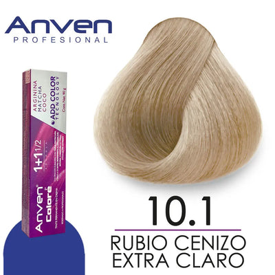 TINTE PARA CABELLO ANVEN A10.1 RUBIO CENIZO EXTRA CLARO 90GR Perfumería la Mora