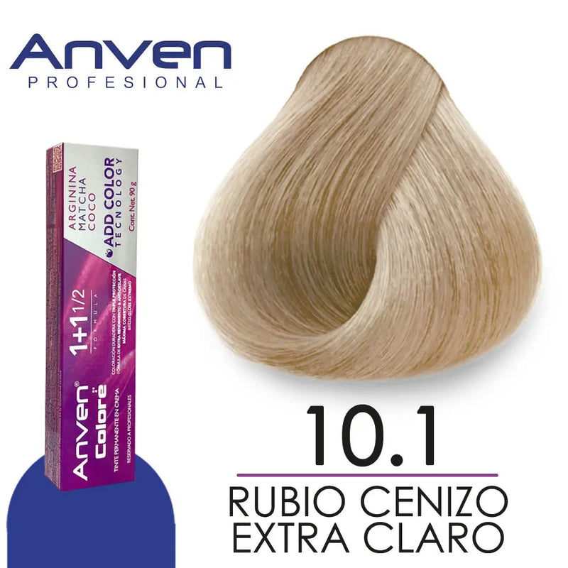 TINTE PARA CABELLO ANVEN A10.1 RUBIO CENIZO EXTRA CLARO 90GR Perfumería la Mora
