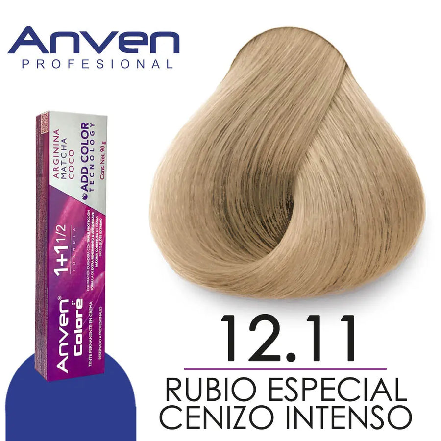 TINTE PARA CABELLO ANVEN A12.11 RUBIO ESPECIAL CENIZO INTENSO 90GR Perfumería la Mora