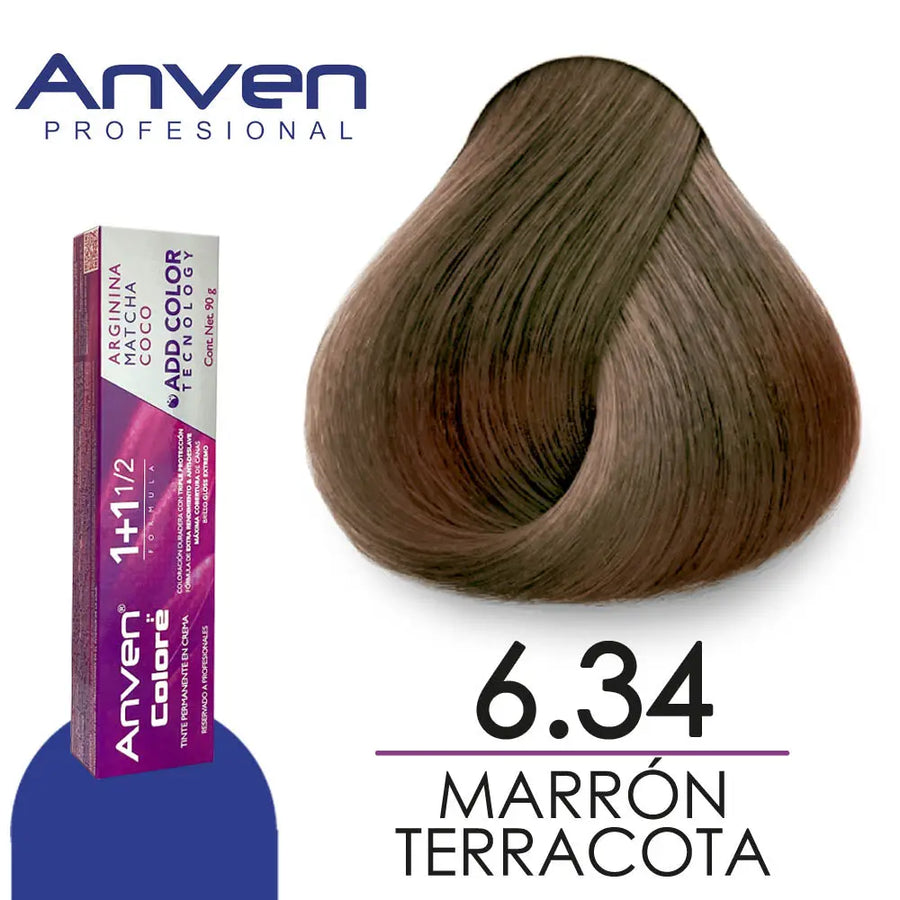 TINTE PARA CABELLO ANVEN A6.34 MARRON TERRACOTA 90GR Perfumería la Mora
