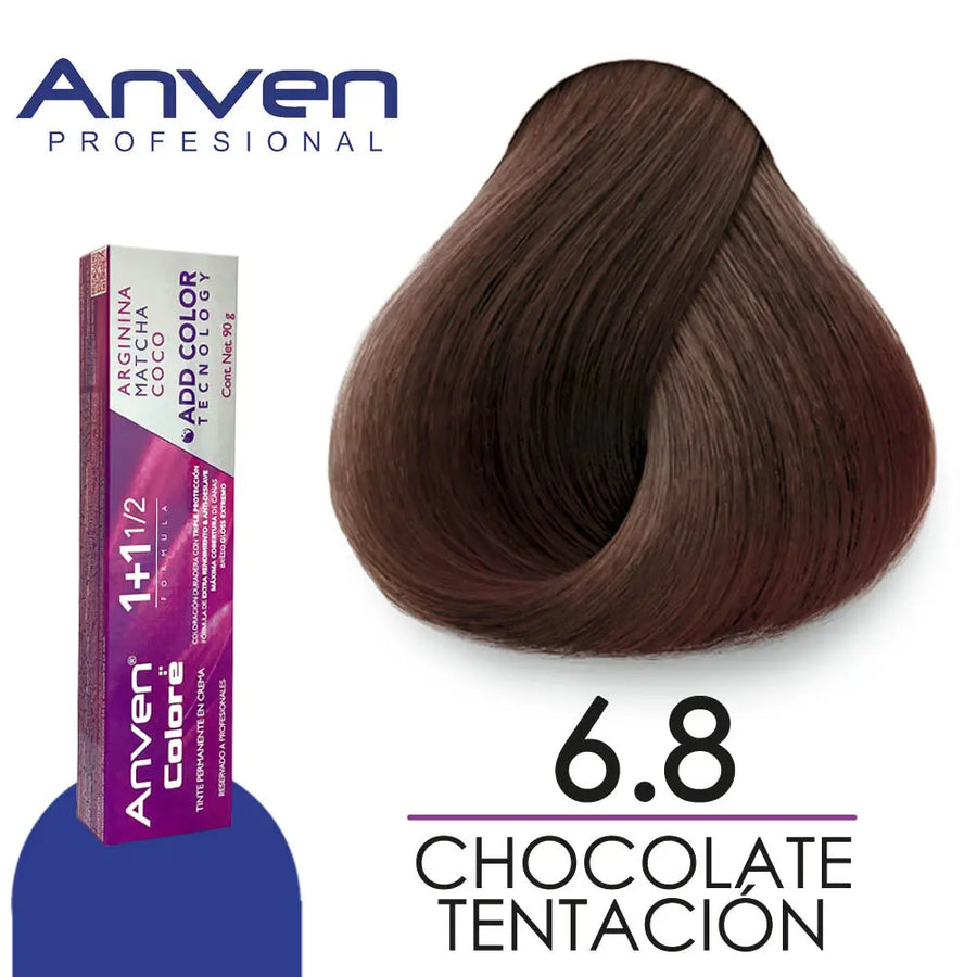 TINTE PARA CABELLO ANVEN A6.8 CHOCOLATE TENTACION 90GR Perfumería la Mora