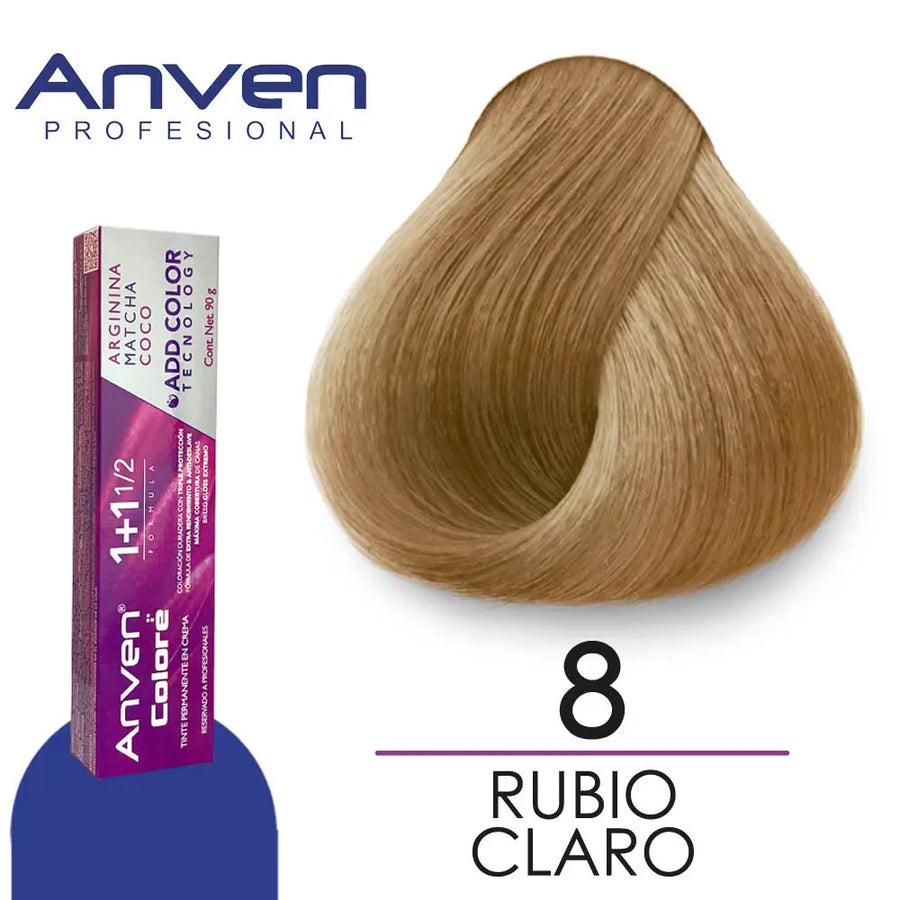TINTE PARA CABELLO ANVEN A8 RUBIO CLARO 90GR Perfumería la Mora