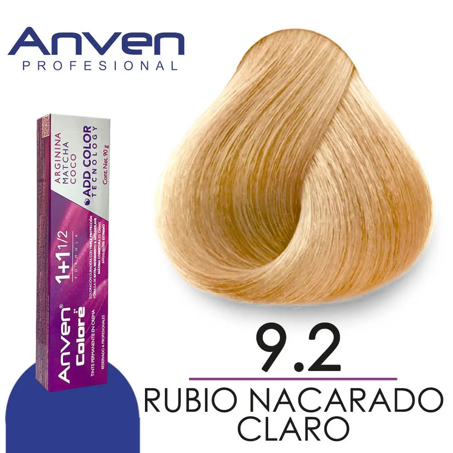 TINTE PARA CABELLO ANVEN A9.2 RUBIO NACARADO CLARO 90GR Perfumería la Mora
