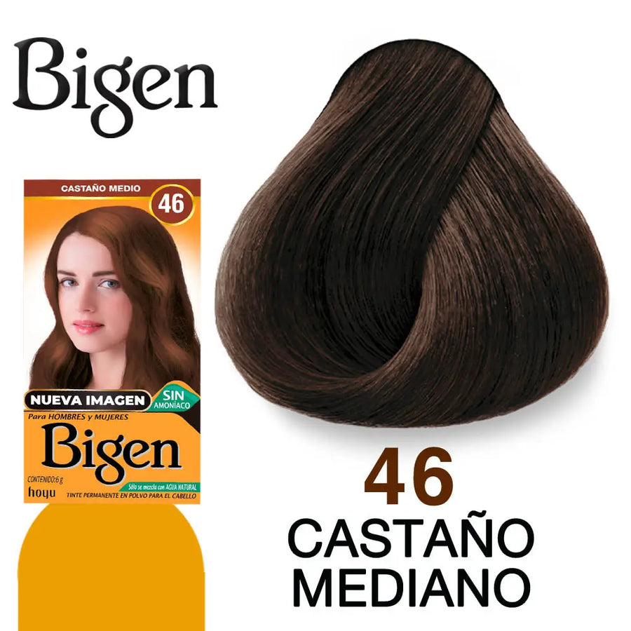 TINTE PARA CABELLO BIGEN 46 CASTAÑO MEDIANO 6 GR Perfumería la Mora