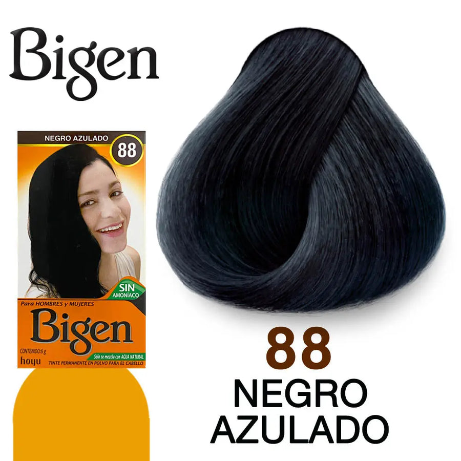 TINTE PARA CABELLO BIGEN 88 NEGRO AZULADO 6 GR Perfumería la Mora