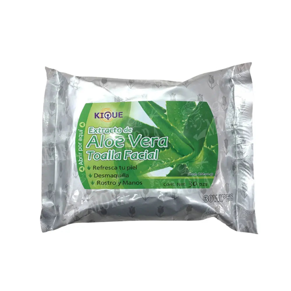 TOALLA FACIAL KIQUE DESMAQUILLANTE DE ALOE MOD OM-0043 Perfumería la Mora