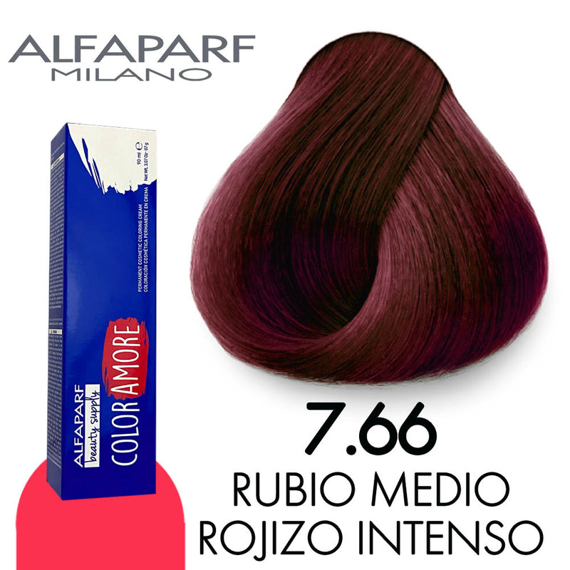 ALFAPARF COLOR AMORE TINTE CA7.66 RUBIO MEDIO ROJIZO INTENSO 90 ML