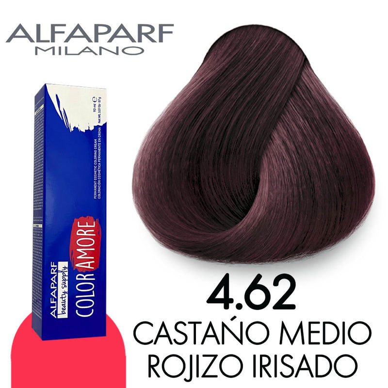 ALFAPARF COLOR AMORE TINTE CA4.62 CASTAÑO MEDIO ROJIZO IRISADO 90 ML