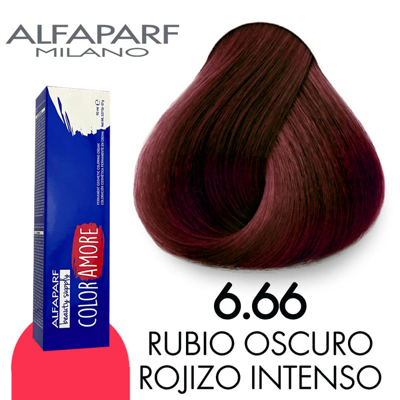 ALFAPARF COLOR AMORE TINTE CA6.66 RUBIO OSCURO ROJIZO INTENSO 90 ML