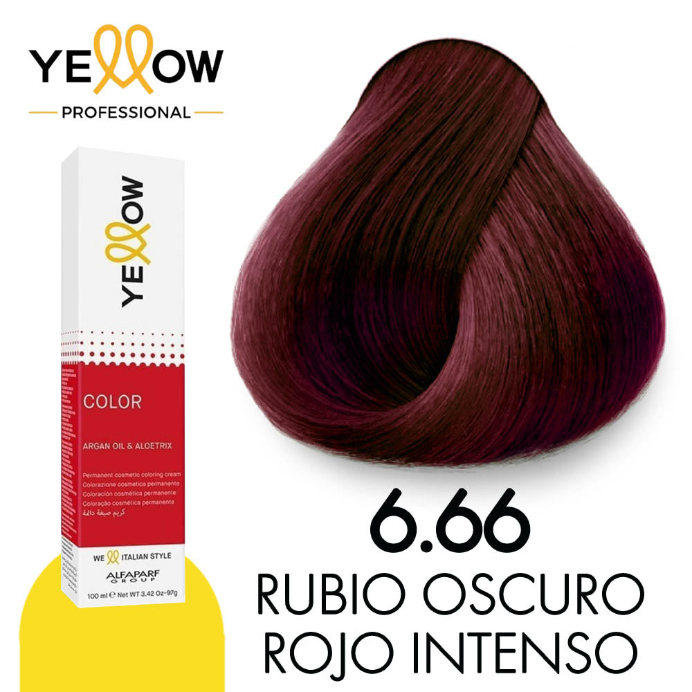 TINTE YELLOW 6.66 RUBIO OSCURO ROJO INTENSO 100 ML